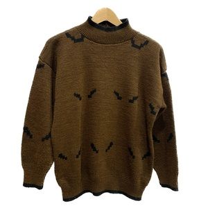 Urban Outfitters Vintage Geometric Sweater Size M Brown Wool Blend Mock Neck